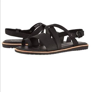 Women’s Sorel Ella CrissCross Black Leather Sandal